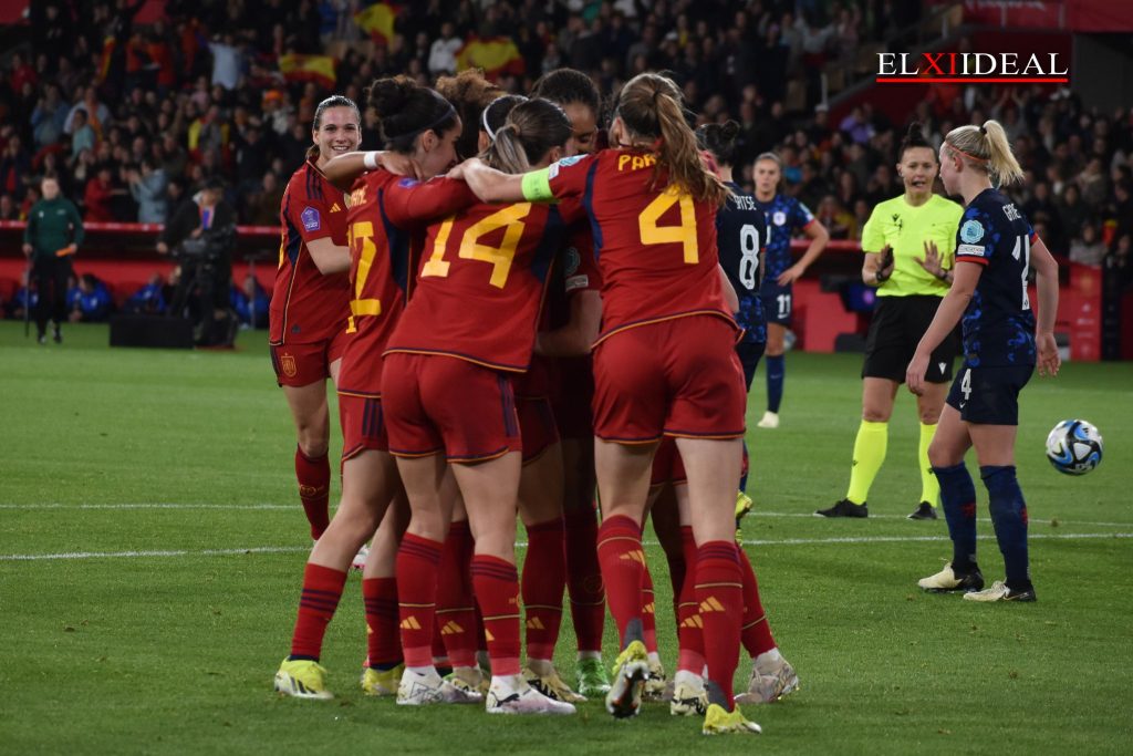 La Selección Española tras marcar el tercer gol a Países Bajos