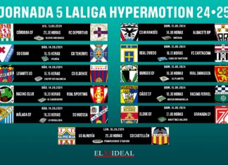Horarios jornada 5 LaLiga Hypermotion 2024/2025 Horarios jornada 5 LaLiga Hypermotion 2024/2025